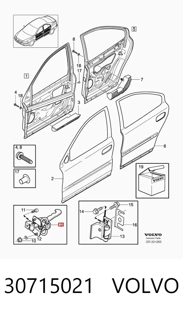 Ограничитель задней двери 30715021 Volvo