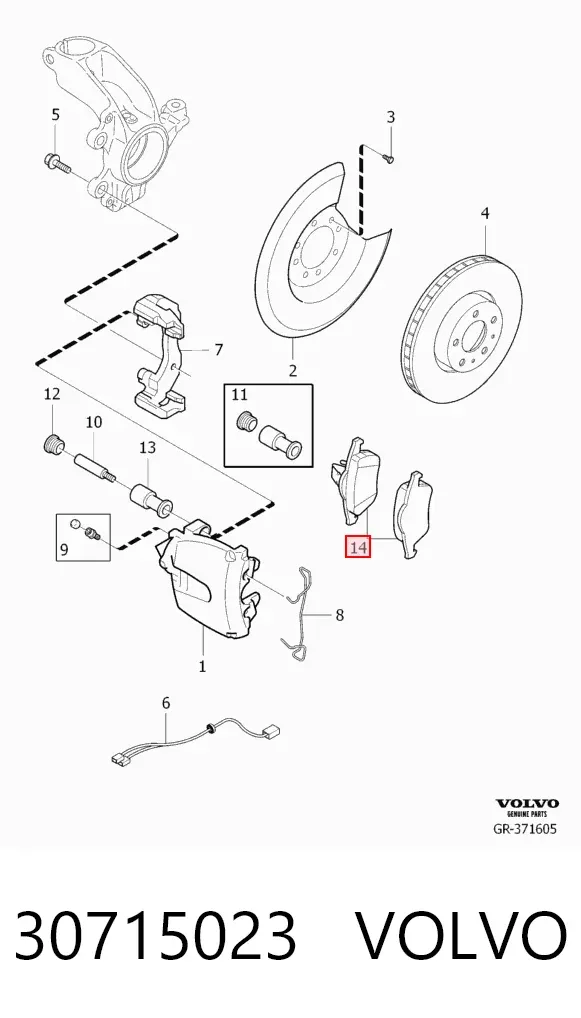 Передние тормозные колодки 30715023 Volvo
