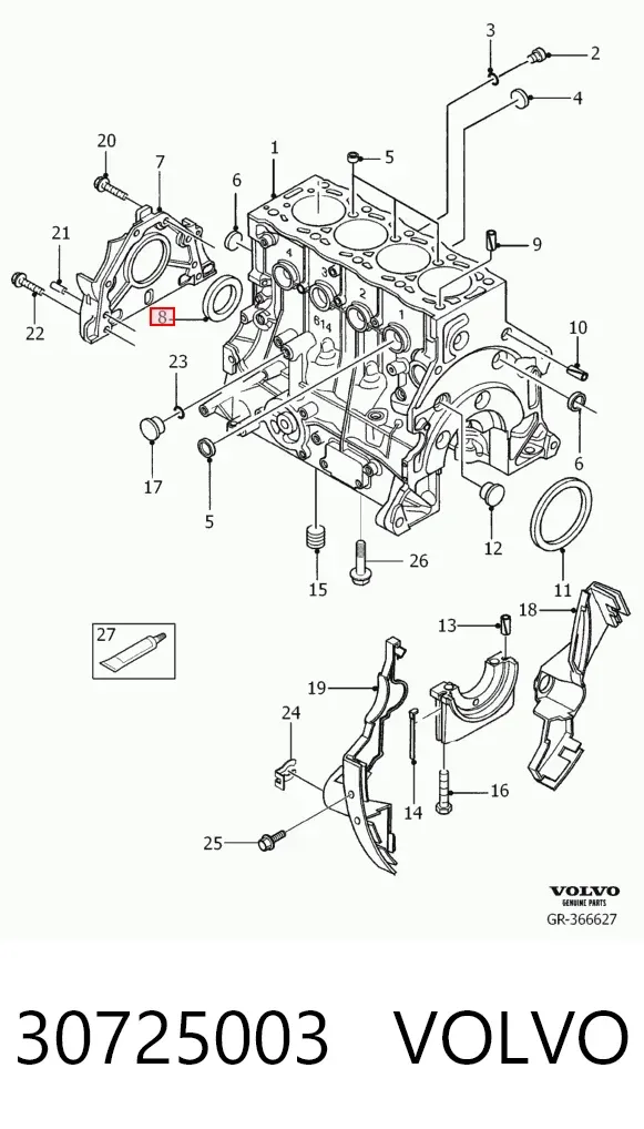 Сальник коленвала 30725003 Volvo