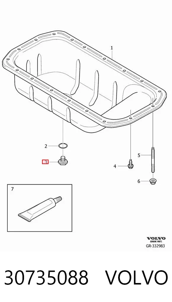 Пробка поддона двигателя 30735088 Volvo