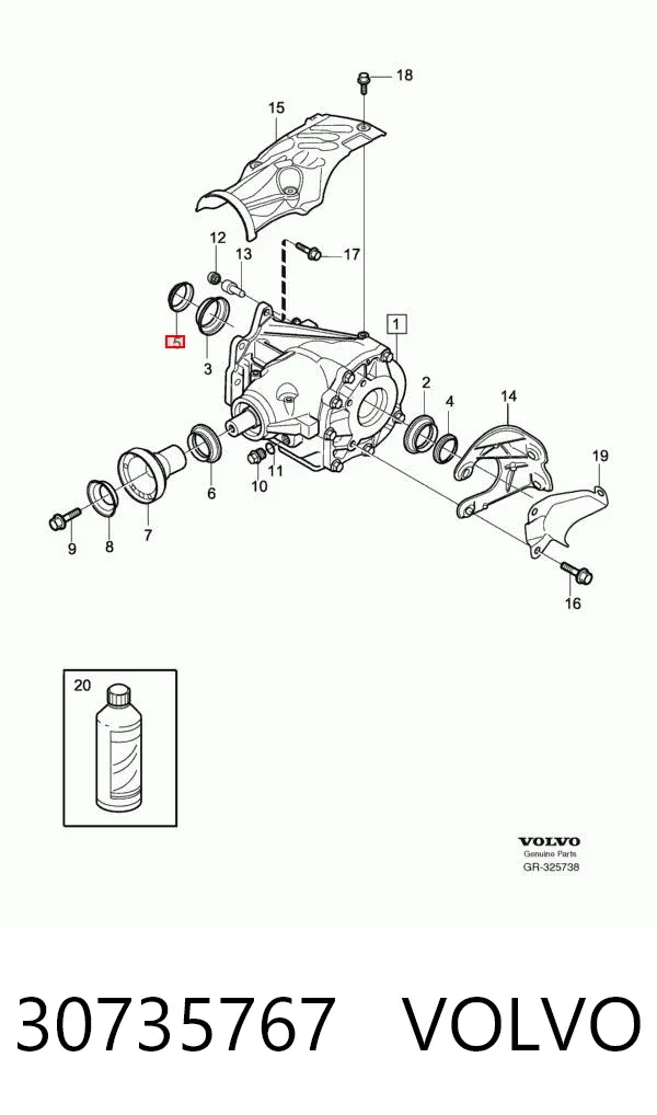Сальник раздаточной коробки задний выходной 30735767 Volvo