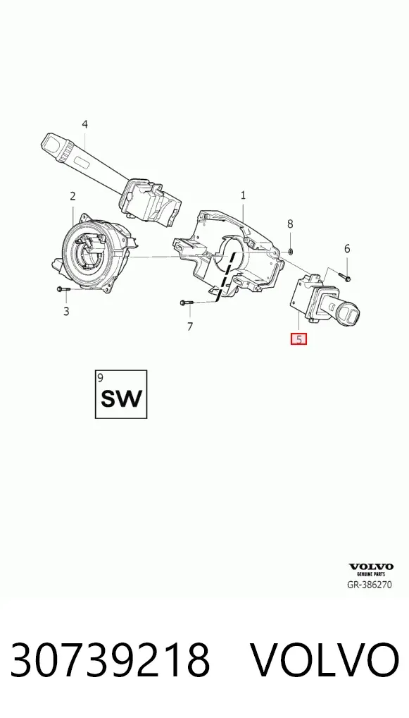 Правый подрулевой переключатель 30739218 Volvo