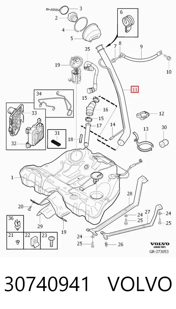 Горловина топливного бака 30740941 Volvo