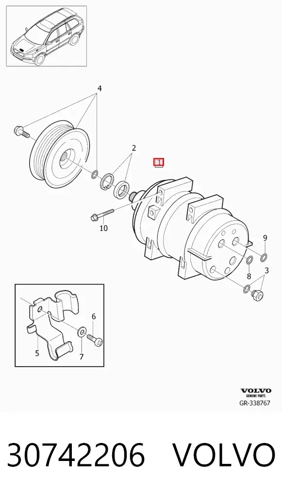 Компрессор кондиционера 30742206 Volvo