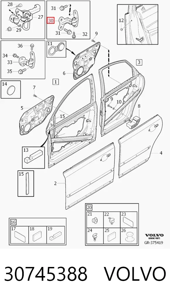 Петля двери передней левой 30745388 Volvo