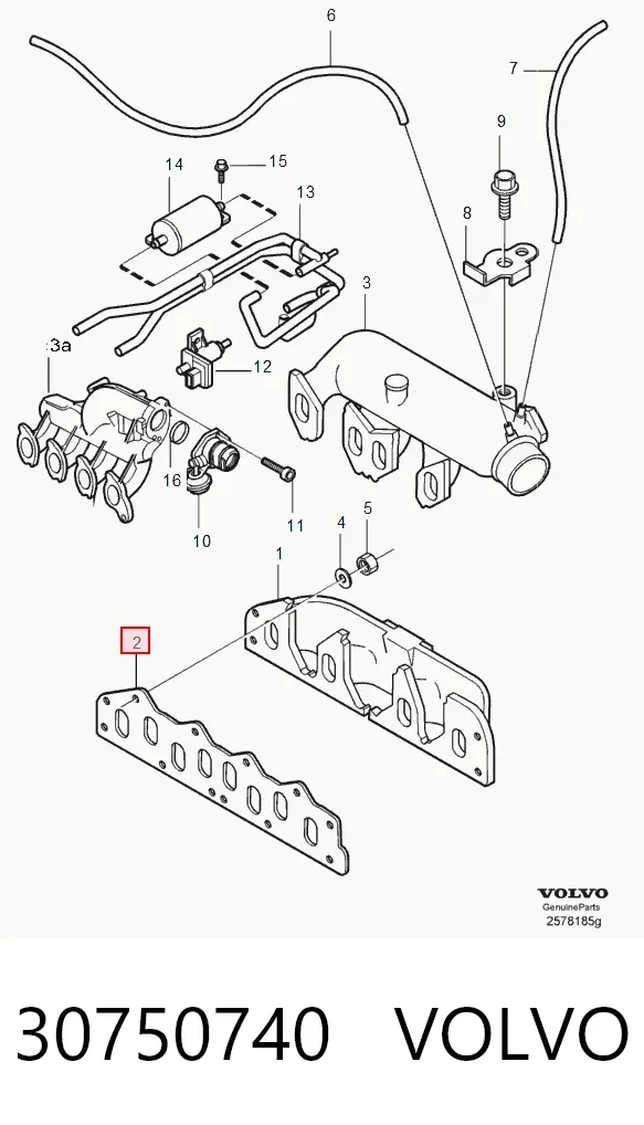 Прокладка впускного коллектора 30750740 Volvo