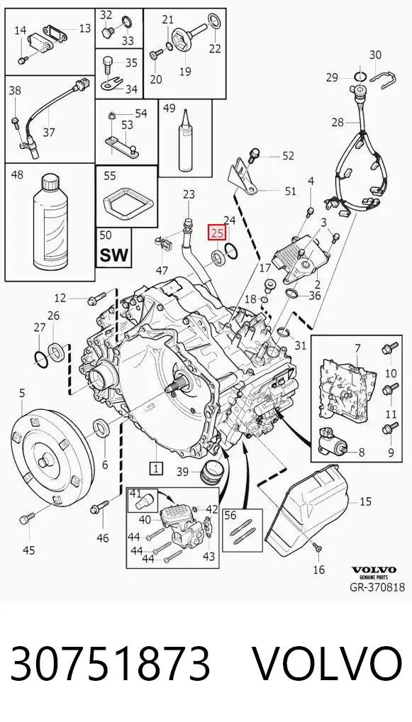 Левый сальник полуоси 30751873 Volvo