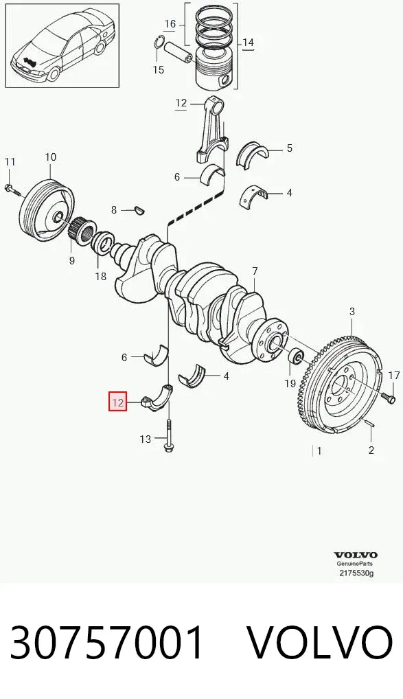 Шатун поршня двигателя 30757001 Volvo