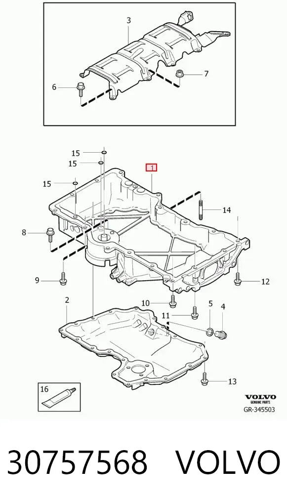 Поддон двигателя 30757568 Volvo