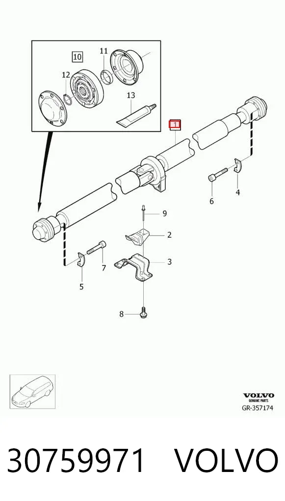 Кардан задний 30759971 Volvo