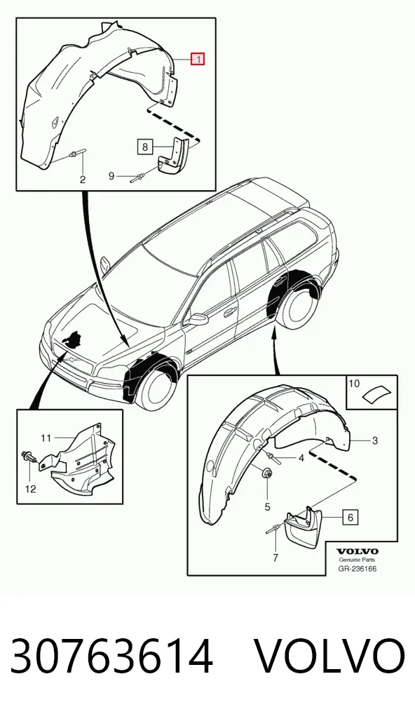 Подкрылок передний левый Volvo XC90 