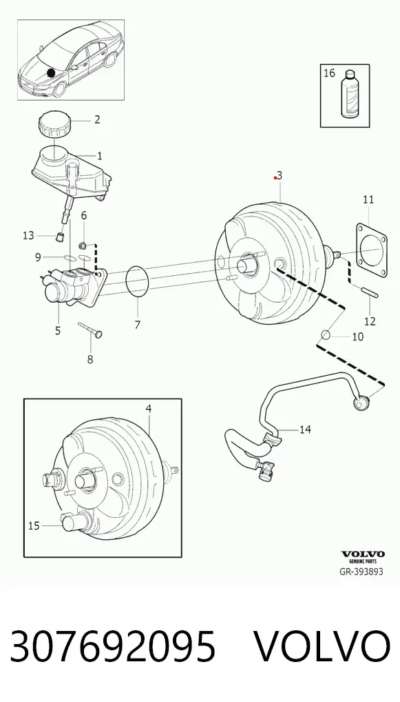 Усилитель тормозов 307692095 Volvo