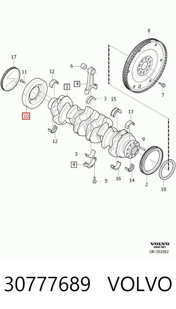 Шкив коленвала 30777689 Volvo