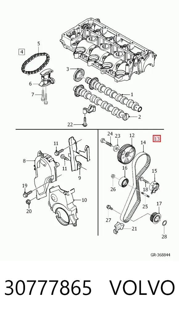 Комплект ГРМ 30777865 Volvo