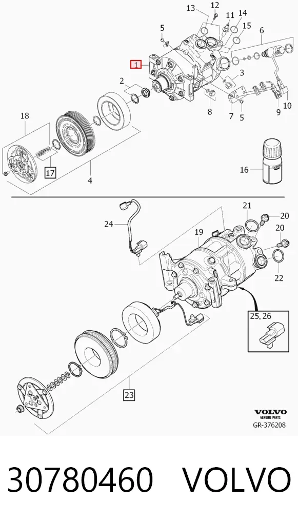 Компрессор кондиционера 30780460 Volvo