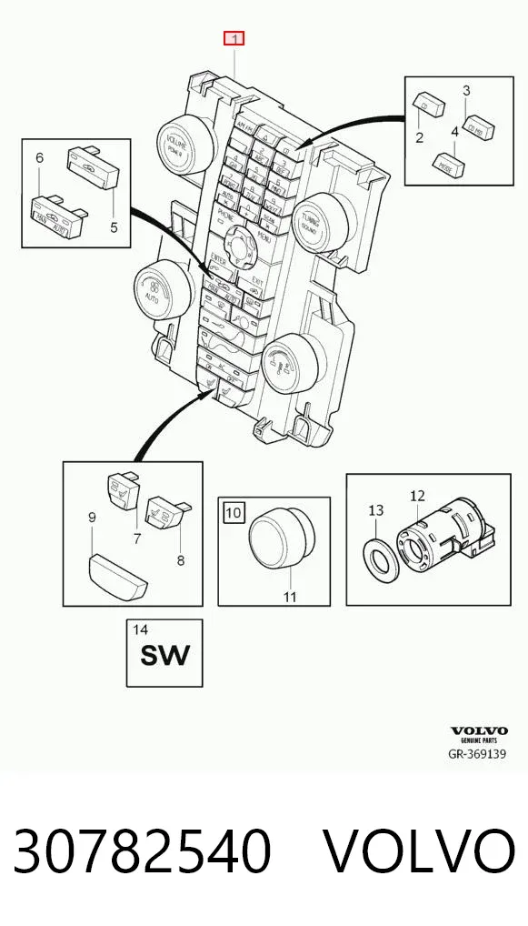 Блок управления кондиционером 30782540 Volvo