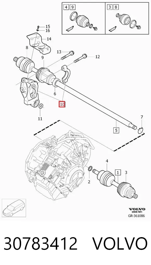 Опора подвесного подшипника передней полуоси 30783412 Volvo