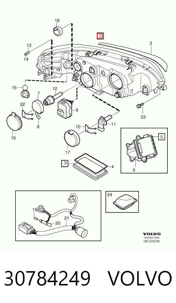 Правая фара 30784249 Volvo