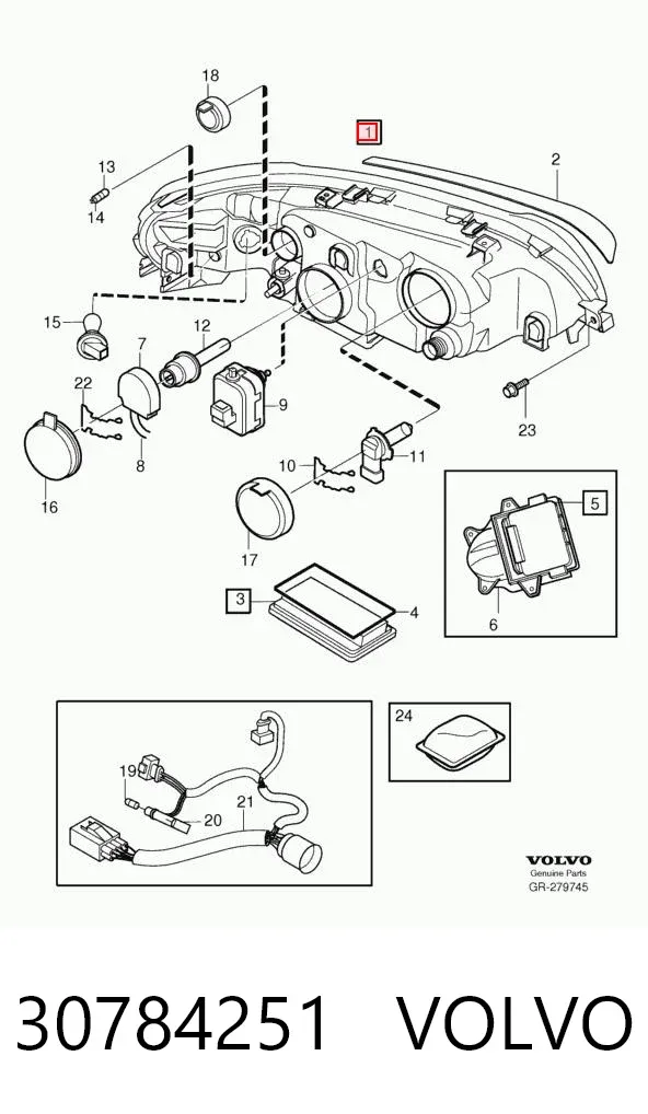 Левая фара 30784251 Volvo