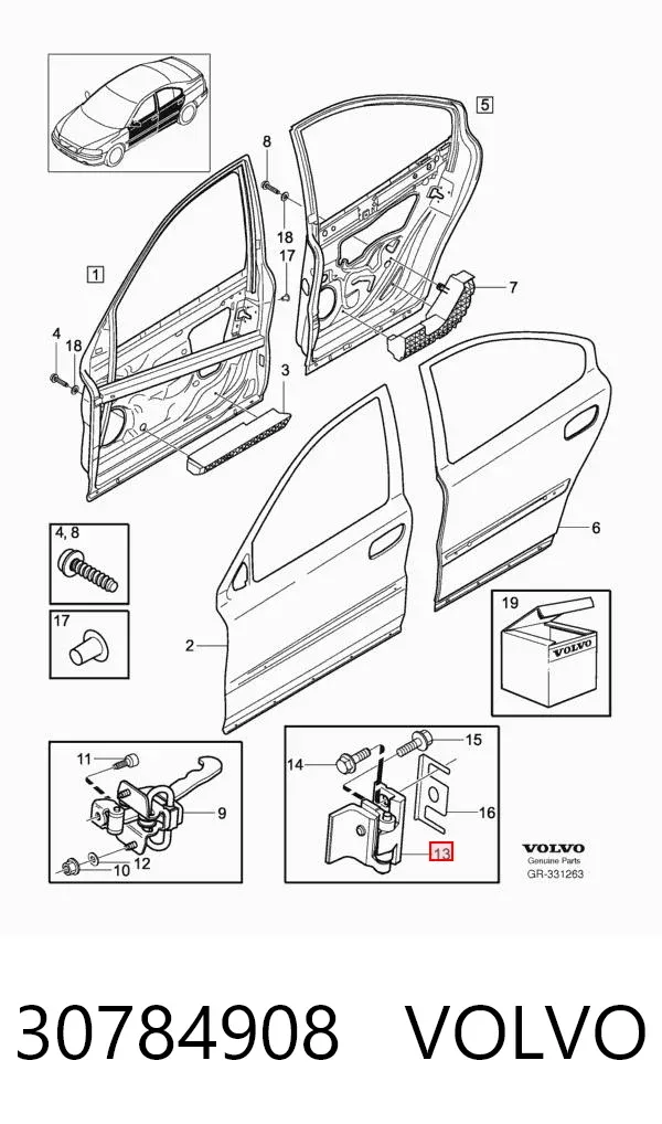 Петля двери передней правой 30784908 Volvo