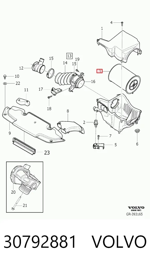 Воздушный фильтр 30792881 Volvo