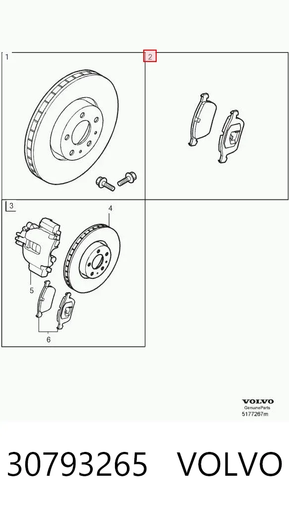 Передние тормозные колодки 30793265 Volvo