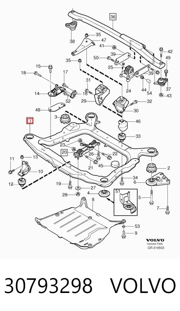 Подрамник передний 30793298 Volvo