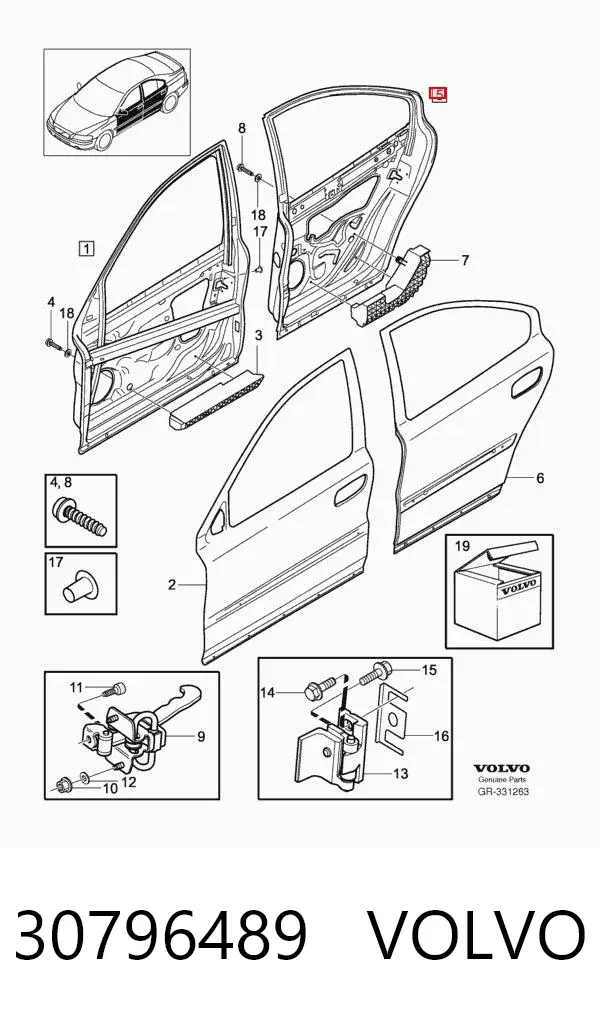 Дверь задняя правая 30796489 Volvo
