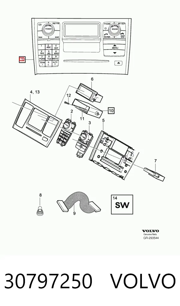 Магнитола 30797250 Volvo