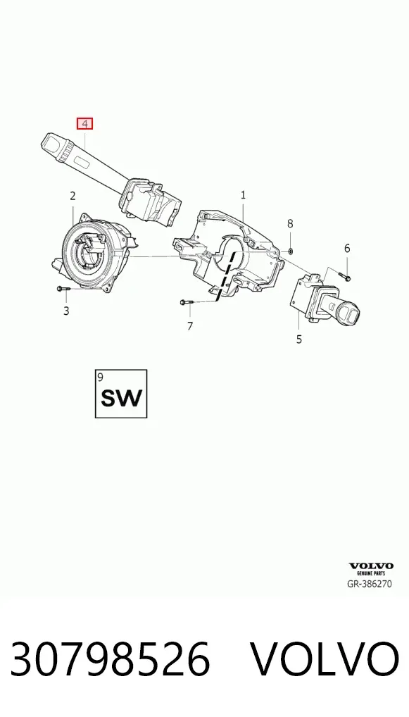 Левый подрулевой переключатель 30798526 Volvo