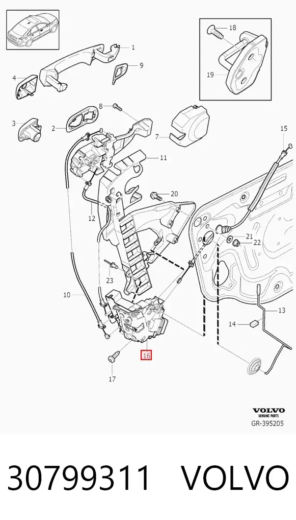 Замок водительской двери 30799311 Volvo
