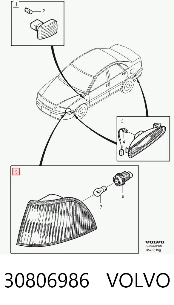 Поворотник левый 30806986 Volvo