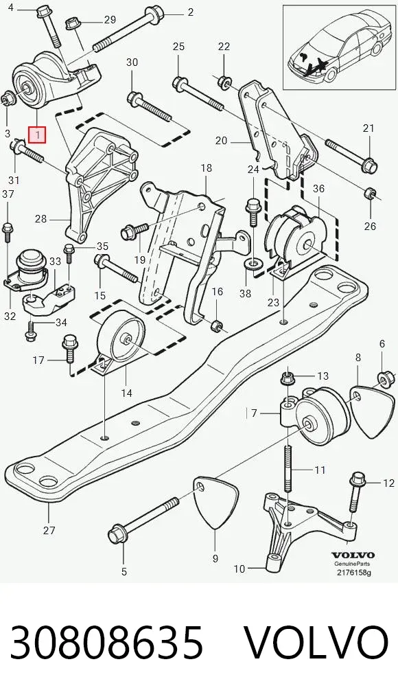 Правая подушка двигателя 30808635 Volvo