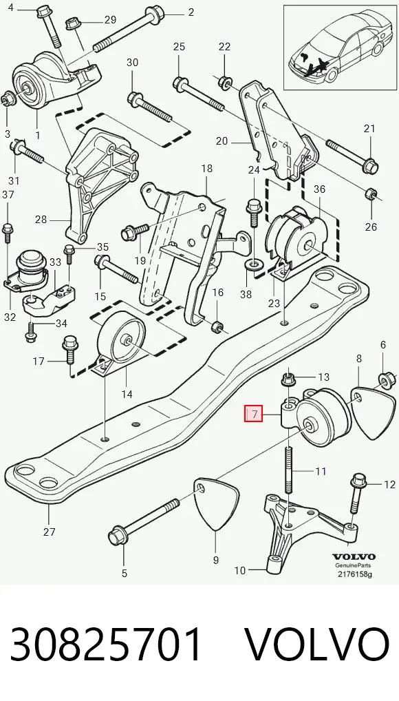 Левая подушка двигателя 30825701 Volvo