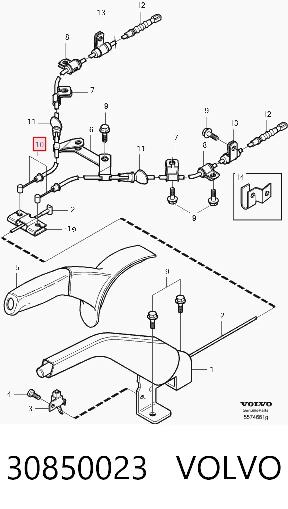 Задний правый трос ручника 30850023 Volvo