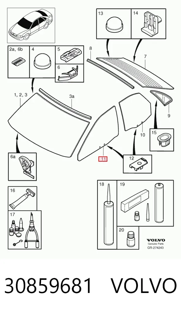 Стекло двери передней левой 30859681 Volvo