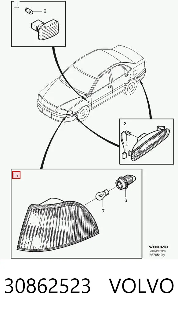 Поворотник левый 30862523 Volvo
