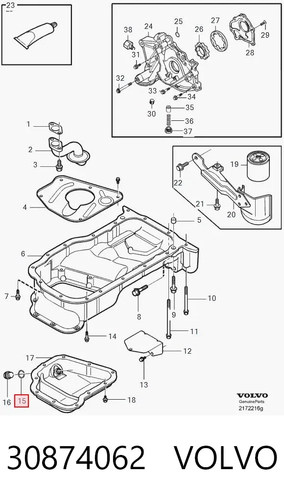 Прокладка пробки поддона двигателя 30874062 Volvo