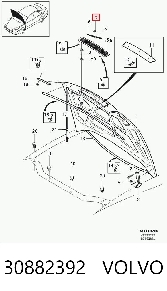 Эмблема решетки радиатора 30882392 Volvo