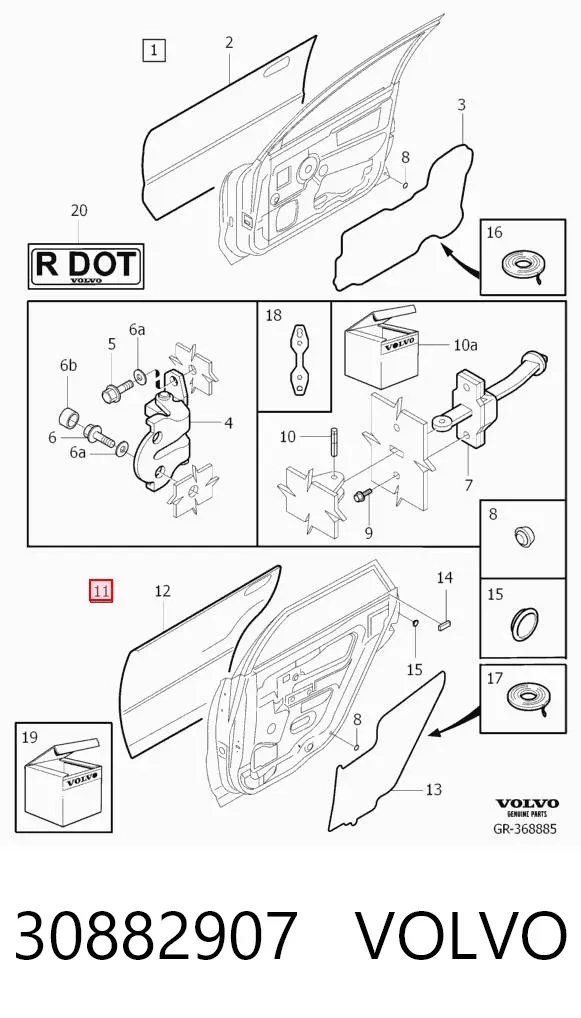 Дверь задняя левая 30882907 Volvo