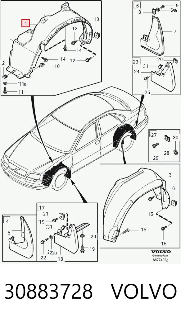 Подкрылок передний левый Volvo S40 I