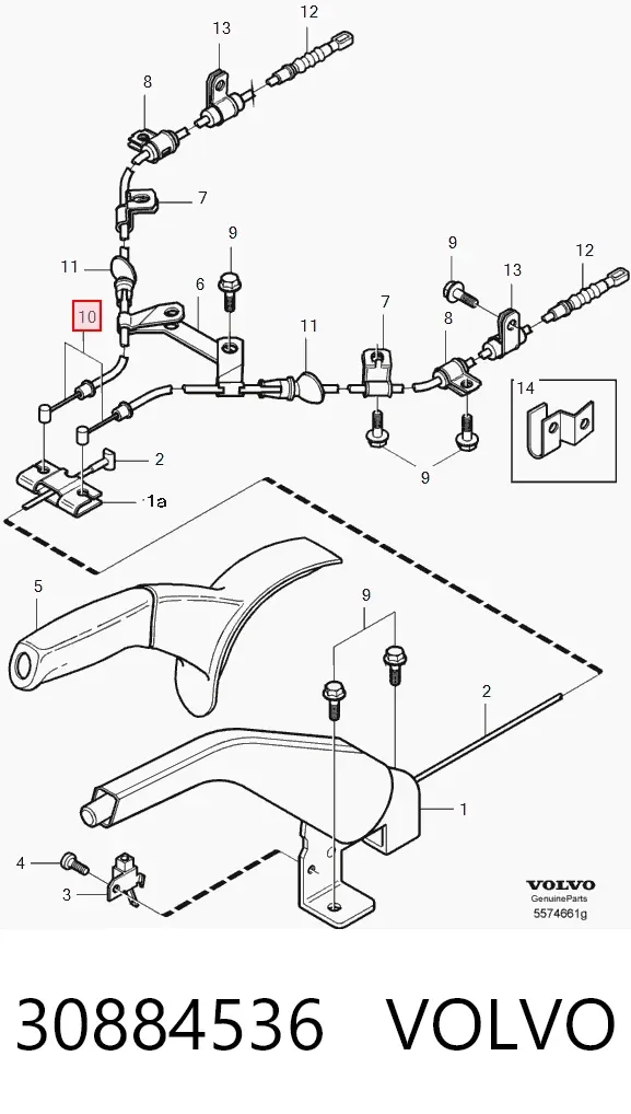 Задний правый трос ручника 30884536 Volvo