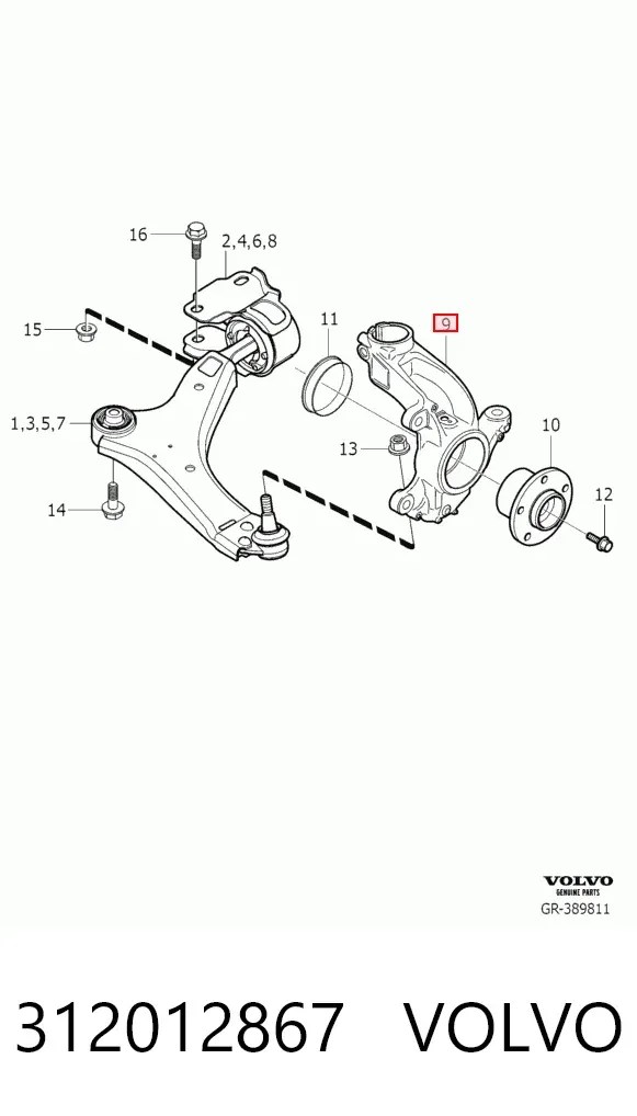Цапфа передняя правая 312012867 Volvo