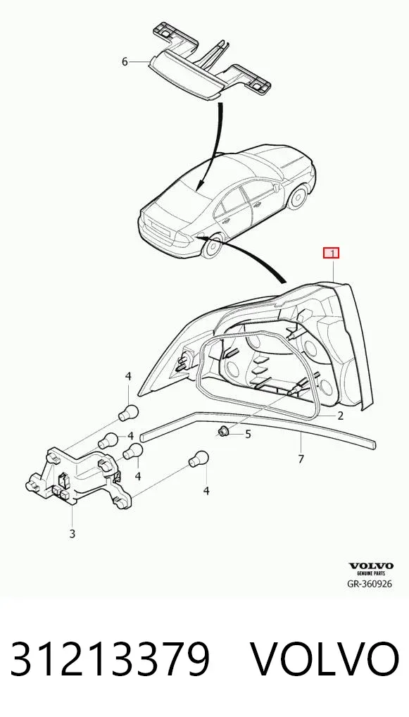 Фонарь задний левый 31213379 Volvo