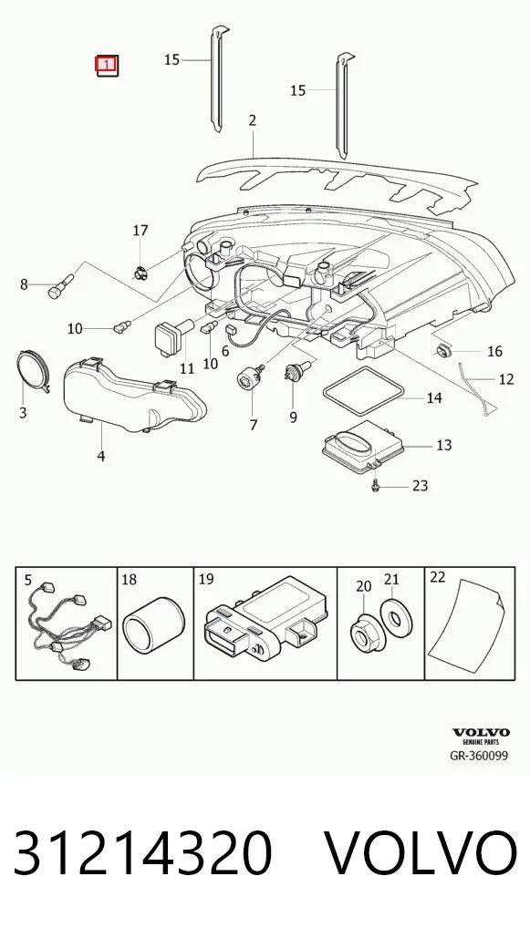 Правая фара 31214320 Volvo