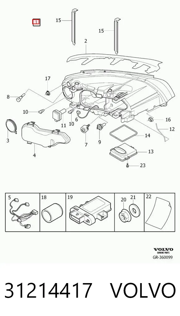 Левая фара 31214417 Volvo