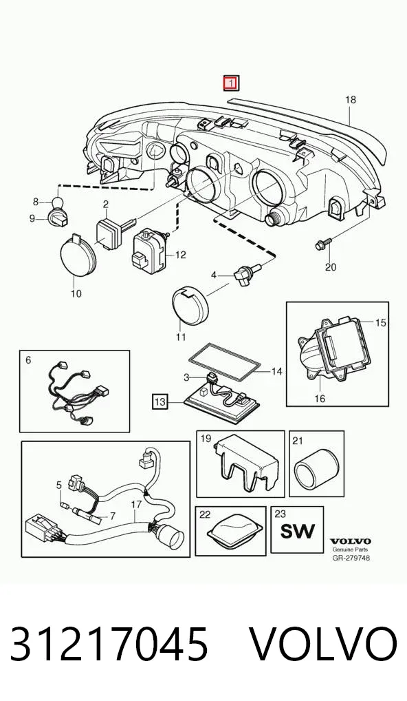 Левая фара 31217045 Volvo