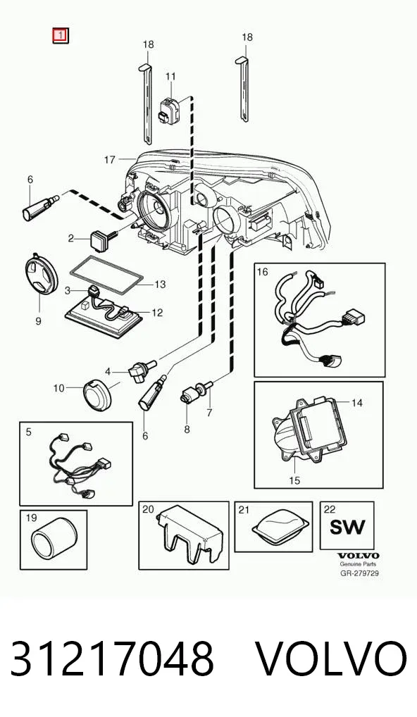 Правая фара 31217048 Volvo