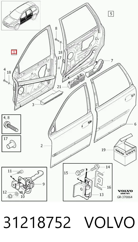 Дверь передняя левая 31218752 Volvo