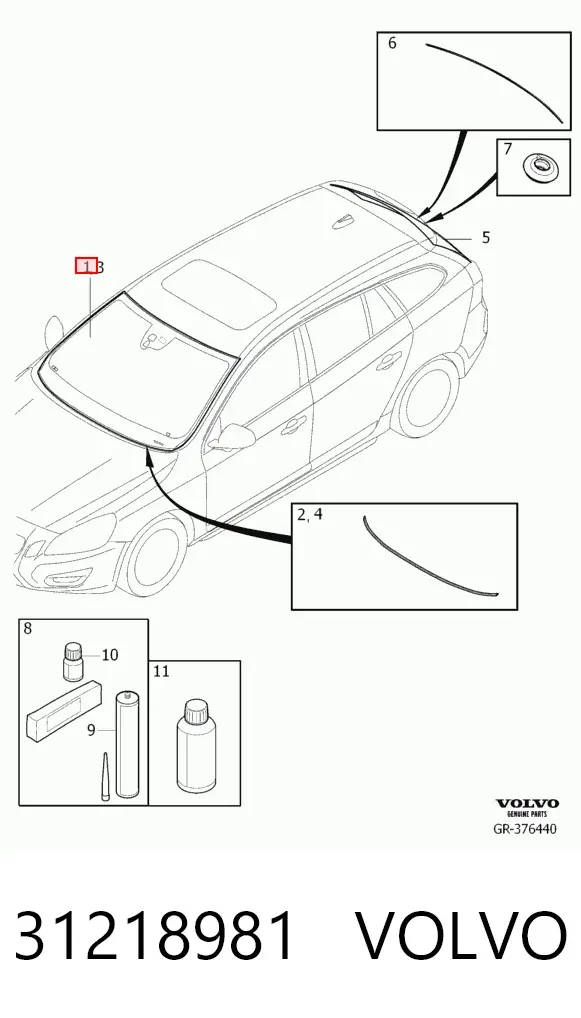 Лобовое стекло 31218981 Volvo